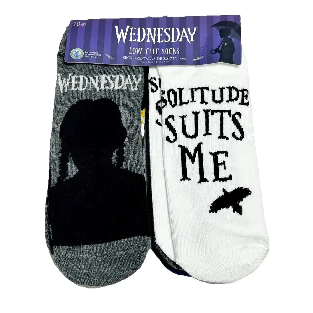 Wednesday Addams Socks Womens 10 Pack Low Cut Shoe Size 4-10 NWT MGM Netflix New